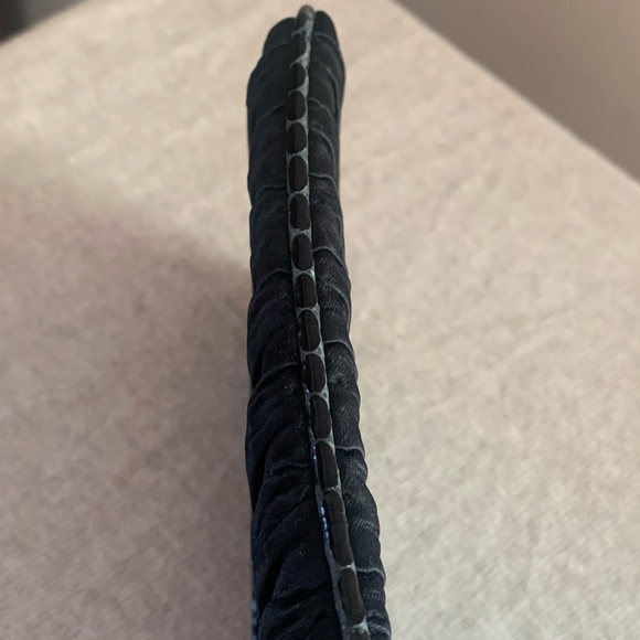 Coach Black Satin Runched Wristlet with Snakeskin Leather Trim - Picture 9 of 10